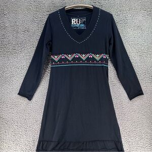 RU Cowgirl By Resistol Dress Small Midi Embroidered Long Sleeve Western Rodeo